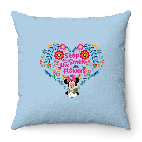 Minnie Flower Throw Pillows, Disney Epcot, Epcot International Flower and Garden Festival 2023, Mickey's Garden Throw Pillows