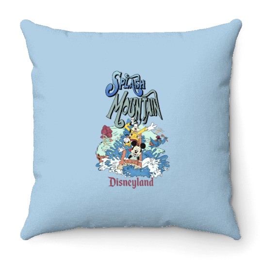 Retro Splash Mountain Throw Pillows, Mickey and Friends Throw Pillows, Disneyland Water Ride Throw Pillows