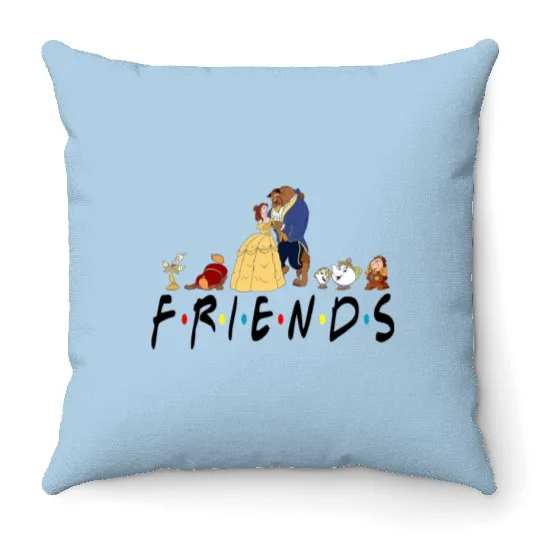 Beauty and the Beast Friends Throw Pillows, Funny Disney Throw Pillows, Funny Friends