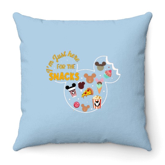 I'm Just Here For The Snacks Throw Pillows, Disney Trip Throw Pillows, Disney Family Vacation Throw Pillows
