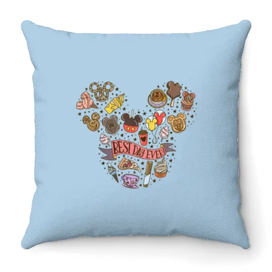 Best Day Ever Throw Pillows, Disney Trip family Vacation 2022  Throw Pillows