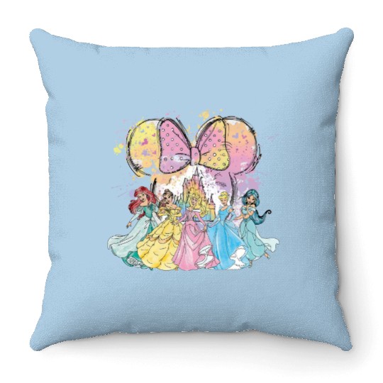 Watercolor Disney Princess Throw Pillows, Disney Castle Throw Pillows, Disney Birthday Princess