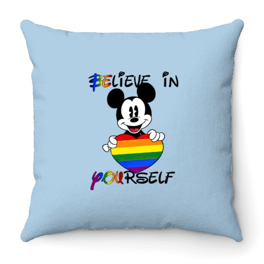 Believe In Yourself Mickey Couples Disney LGBT Pride Rainbow  Throw Pillows