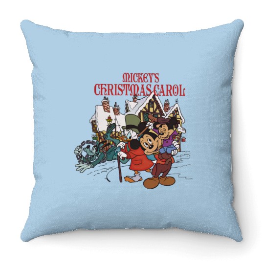 Mickey's Christmas Carol Throw Pillows, Disney X-mas Holiday Movie Throw Pillows