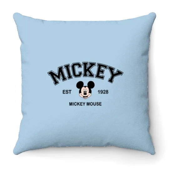 Retro Mickey Mouse Est 1928 Throw Pillows, Vintage Mickey Throw Pillows, Disneyland Mickey Throw Pillows, Disney Mickey Mouse Throw Pillows, Disney Holiday Vacation Throw Pillows