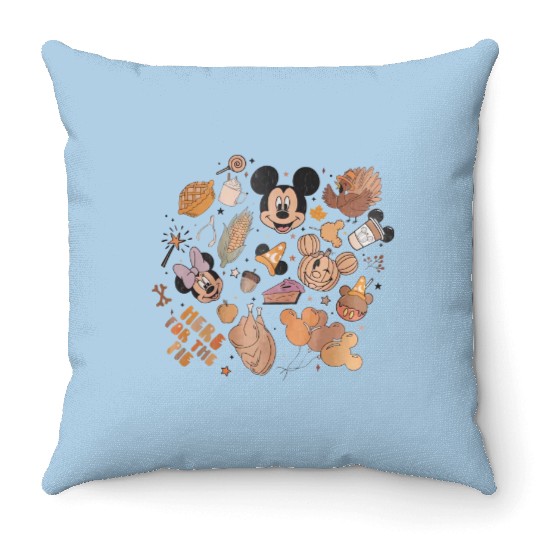 Disney Fall Vibes Throw Pillows, Disney Fall Throw Pillows, Cute Disneyland Thanksgiving Throw Pillows