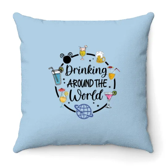 Disney Drinking Team Throw Pillows, Drinking Around The World
