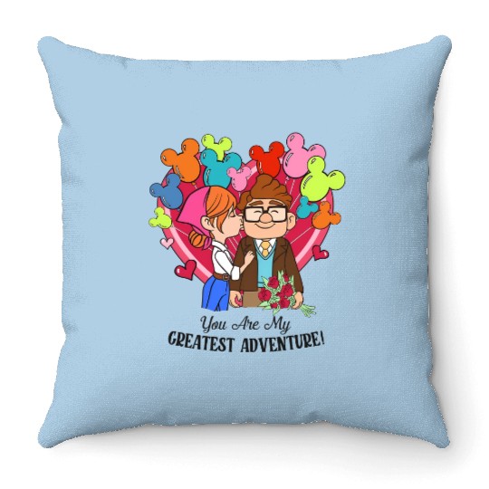 Retro Carl and Ellie Disney Balloon Throw Pillows, You're My Greatest Adventure, Disney Up Valentine's Day Throw Pillows