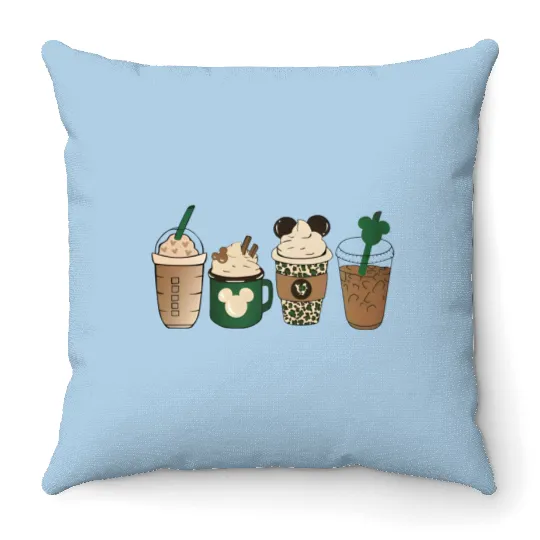 Disney St. Patrick's Coffee Throw Pillows, Mickey Shamrock Throw Pillows, St Patricks Day Disney Trip Throw Pillows