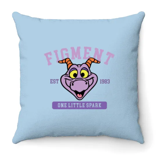 Disney Figment Throw Pillows, Purple Dragon Throw Pillows, Epcot Figment Throw Pillows, Figment Est 1983 Throw Pillows