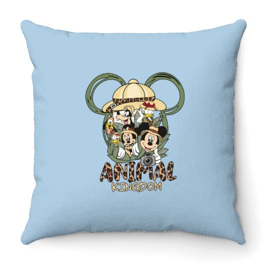 Disney Park Mickey Mouse And Friends Animal Kingdom Safari Throw Pillows, Magic Kingdom Trip Unisex Throw Pillows