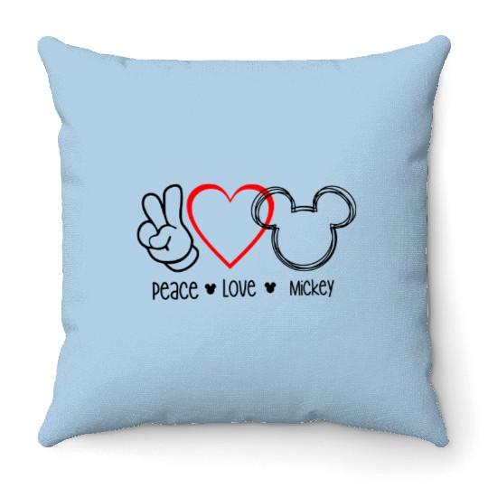 Peace Love Mickey Mouse Adult Throw Pillows- Disney Trip - Vacation Throw Pillows