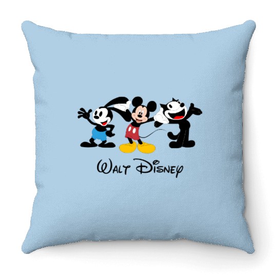 Julius the Cat Oswald the Lucky Rabbit Mickey Mouse Throw Pillows, Disney Trip Throw Pillows