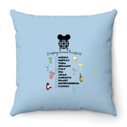 Drinking Around the World Throw Pillows, Disney Drinking Team, Beer Throw Pillows