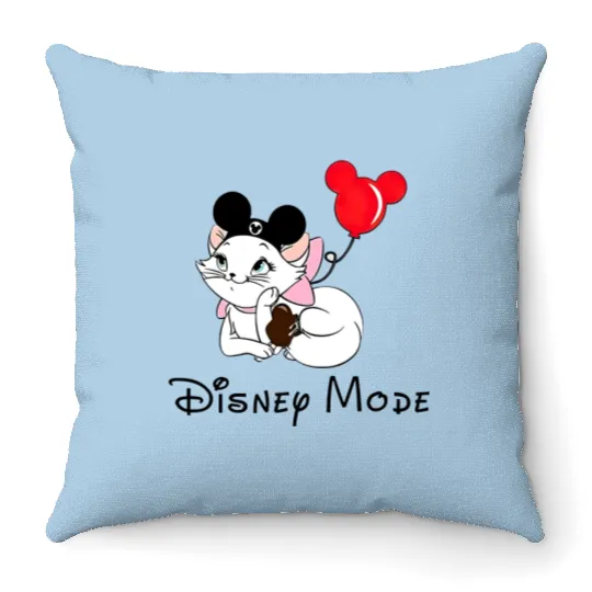 Marie Disney Mode Throw Pillows, Marie Cat Throw Pillows, Marie Aristocats Throw Pillows