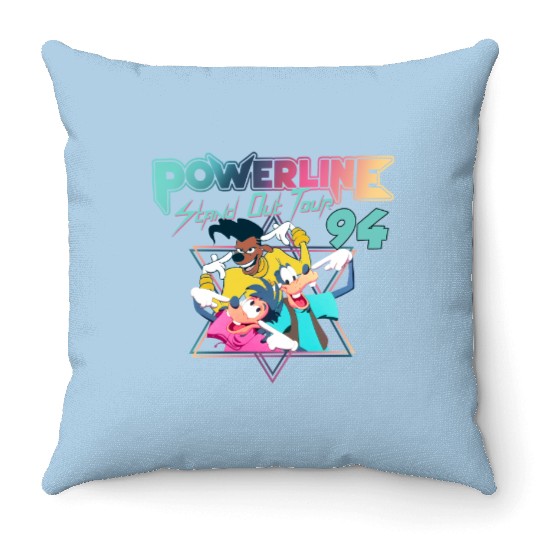 Disney A Goofy Movie Powerline World Tour 95 Retro 80s Throw Pillows