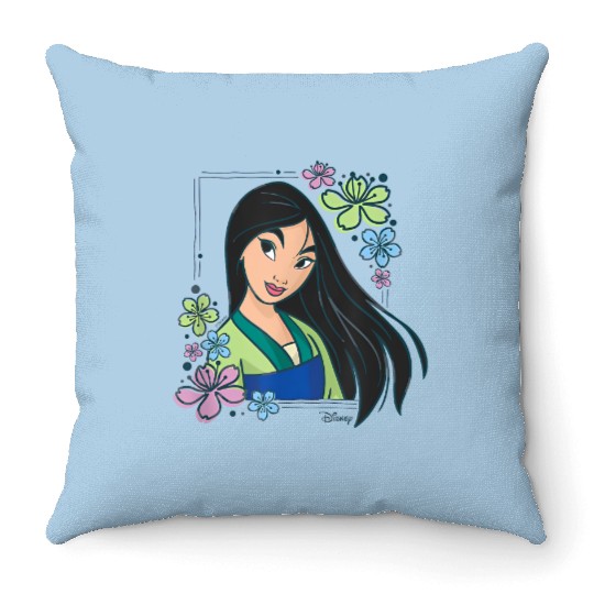 Mulan Flowers Throw Pillows, Mulan Throw Pillows, Disney Princess Throw Pillows