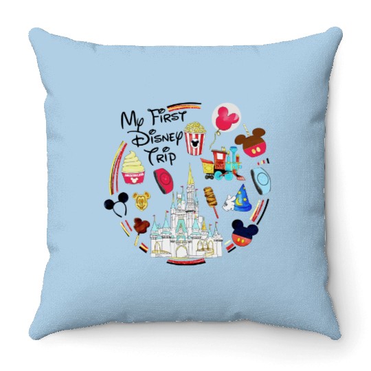 My First Disney Trip Throw Pillows, Disney Throw Pillows, Disney Trip Throw Pillows, Disney Vacation, Family Disney Throw Pillows, Disney World Throw Pillows