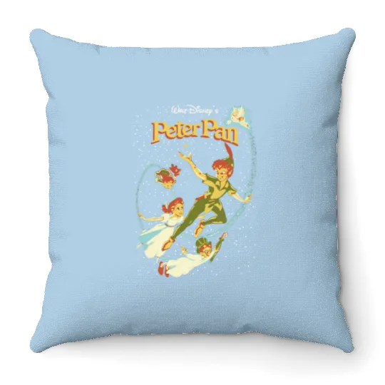 Vintage Peter Pan Throw Pillows | Peter Pan Graphic Throw Pillows | Disneyland Graphic Throw Pillows