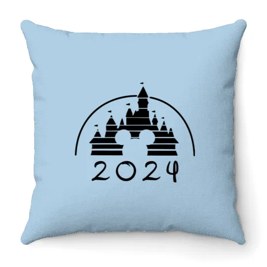 Disney 2024 Family Vacation Throw Pillows, Disney Castle 2024 Throw Pillows