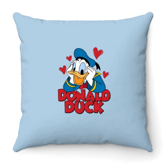 Donald Duck Disney Throw Pillows, Duck Trip Throw Pillows, Donald Duck est 1934 Throw Pillows