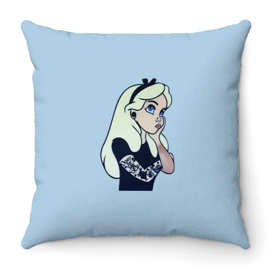 Alice punk Throw Pillows,Inappropriate Disneyworld Throw Pillows