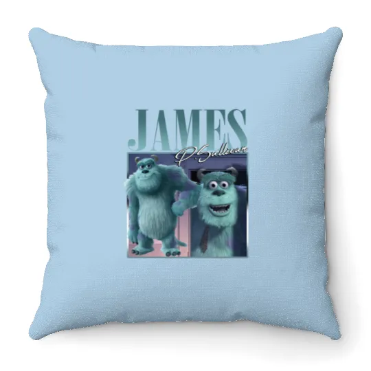 James P.Sullivan Disney Monsters Retro Throw Pillows, Monsters Inc Vintage Style Throw Pillows