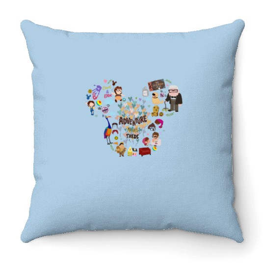 Up Movie  Throw Pillows, Adventure Is Out There Throw Pillows, Disney Up Throw Pillows