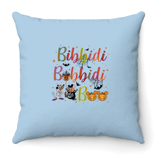 Retro Bibbidi Bobbidi Boo Halloween Throw Pillows, Jaq And Gus Throw Pillows,Halloween Pumpkin Throw Pillows, Disney Cinde Throw Pillows