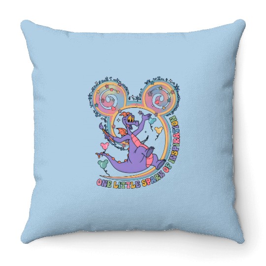 One Little Spark Of Inspiration  Throw Pillows, Disney Figment Dragon Throw Pillows