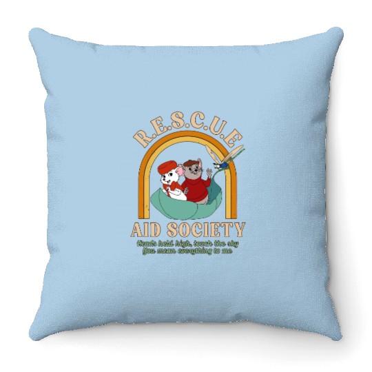 Retro 70s The Rescuers Bernard And Bianca Disney Throw Pillows, Rescue Aid Society Throw Pillows
