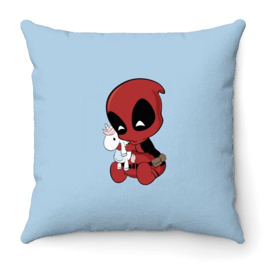 Deadpool With Unicorn Throw Pillows, Marvel Family Party Gift, Disneyland Family Unisex Adult Throw Pillows
