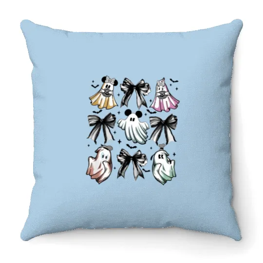 Mickey and Friends Ghost Coquette Bow Disney Halloween Throw Pillows