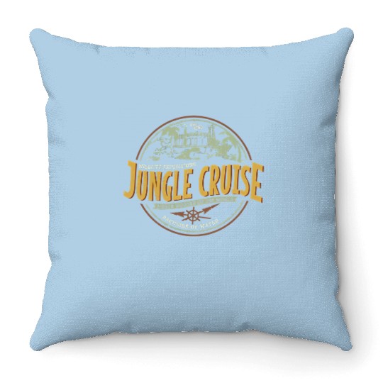 Jungle Cruise Ride Back Side Of Water Throw Pillows, Vintage Disney Throw Pillows