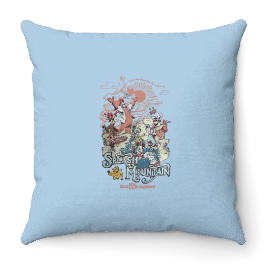 Vintage Disney Splash Mountain  Throw Pillows, Retro Splash Mountain Throw Pillows