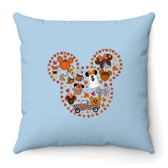 Disney Mickey Fall Vibes Throw Pillows, Disney Fall Throw Pillows