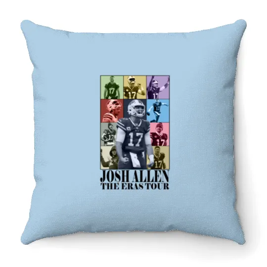 Discover Josh Allen The Eras Tour Throw Pillows, Josh Allen Throw Pillows, America Football Throw Pillows
