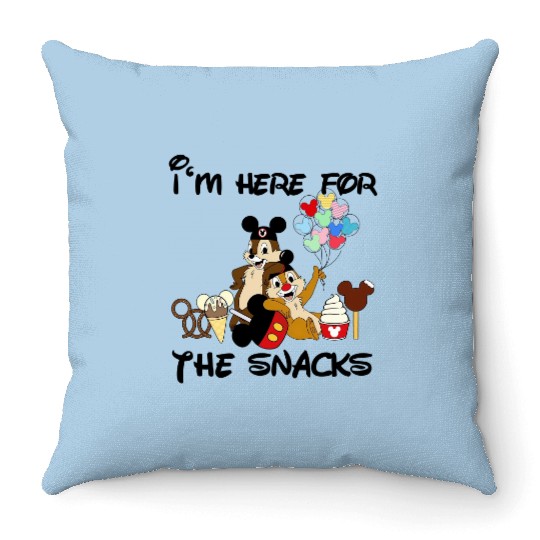 I'M Just Here For The Snacks Throw Pillows, Snacking Around The World Throw Pillows, Chip And Dale Throw Pillows Disney Trip Family Throw Pillows