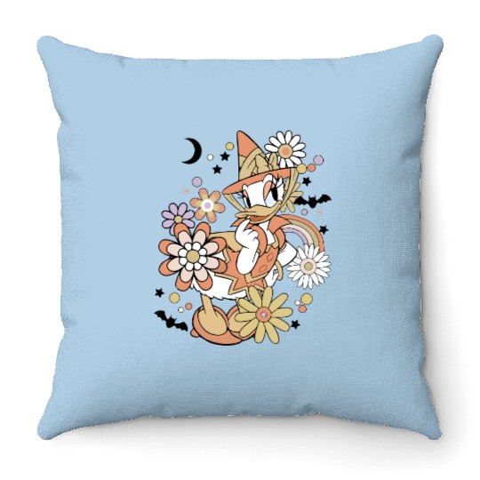 Daisy Duck Floral Halloween Throw Pillows, Vintage Disney Halloween Throw Pillows