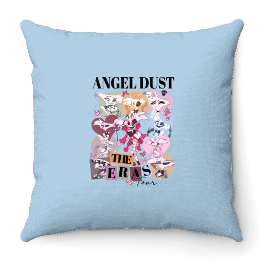 Hazbin Hotel Angel Dust Eras Tour  Throw Pillows, Hazbin Hotel Characters Throw Pillows