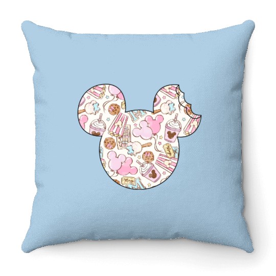 Retro Disneyland Snacks Family Throw Pillows