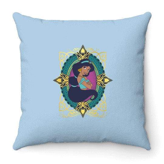 Vintage Princess Jasmine Throw Pillows, Retro Disney Princess Throw Pillows
