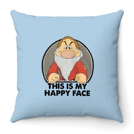 Disney Snow White Grumpy  Throw Pillows, Funny Grumpy Seven Dwarfs Throw Pillows,  Disneyland Vacation 2024 Trip Throw Pillows