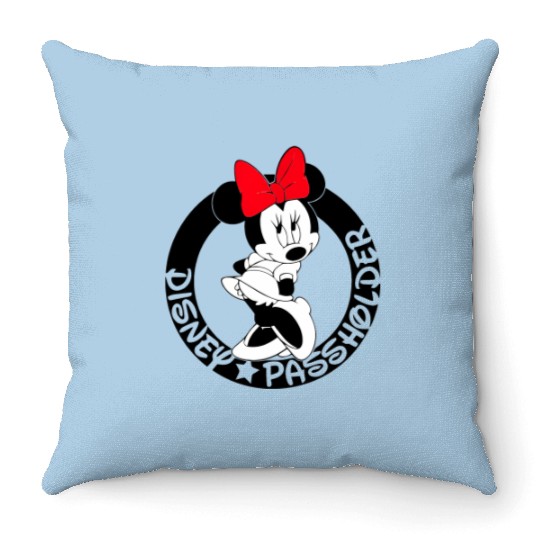Minnie Mouse Passholder Disney Graphic Throw Pillows, Disneyland Vacation