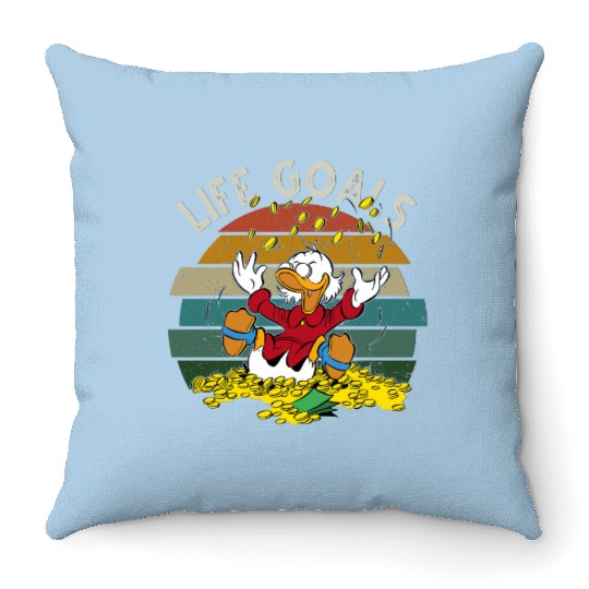 Retro Disney Ducktales Scrooge Goals McDuck Duck Tales Portrait  Vintage Style  Family Matching Throw Pillows Cool Gift Ideas Men Women Throw Pillows
