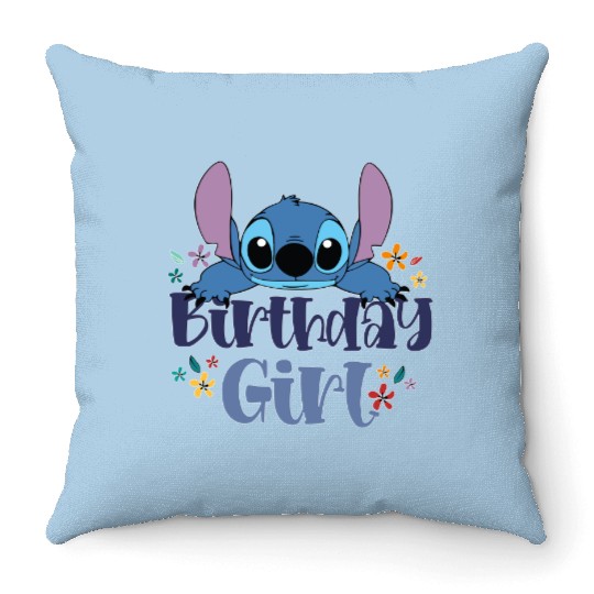 Stitch Birthday Girl Throw Pillows, Disney Lilo Stitch Throw Pillows, Birthday Throw Pillows