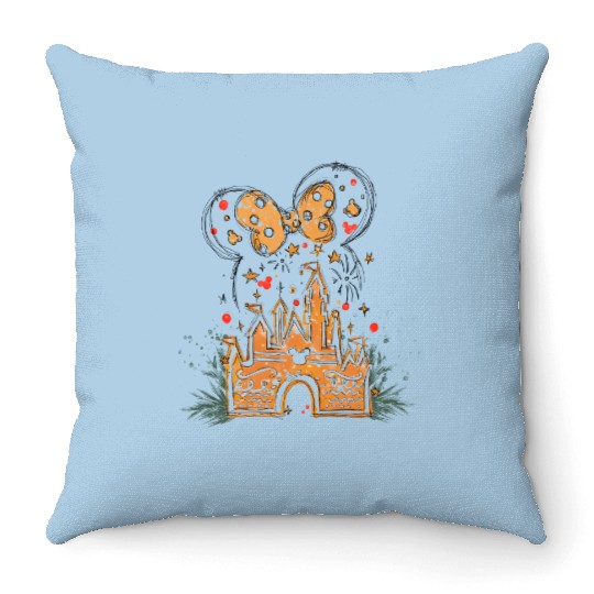 Disney Castle Gingerbread Minnie Mouse Christmas Throw Pillows, Mickeys Very Merry Christmas Throw Pillows