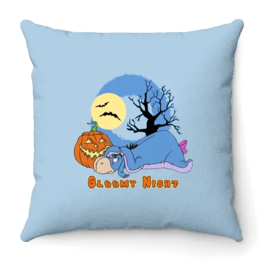 Bloomy Night Eeyore Halloween Throw Pillows, Disney Eeyore Winnie The Pooh Halloween Throw Pillows