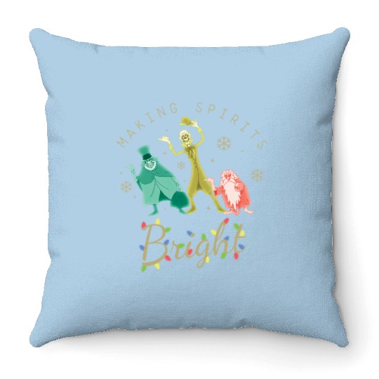 Vintage The Haunted Mansion Throw Pillows, Making Spirits Bright Disney Christmas Throw Pillows