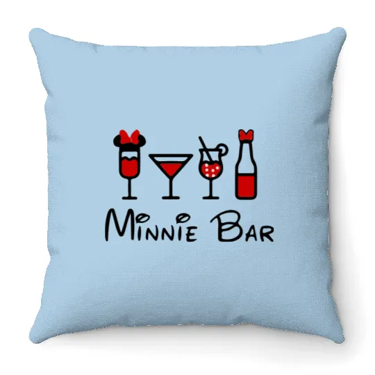 Minnie Bar Throw Pillows, Disney Throw Pillows, Drinking Throw Pillows, Drinking Around the World Throw Pillows